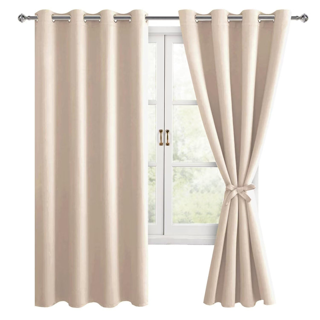 Hiasan Verdunklungsvorhänge Gardinen mit Ösen,Beige Blickdicht Vorhänge,2 Stück,140 x 175 cm (Breite