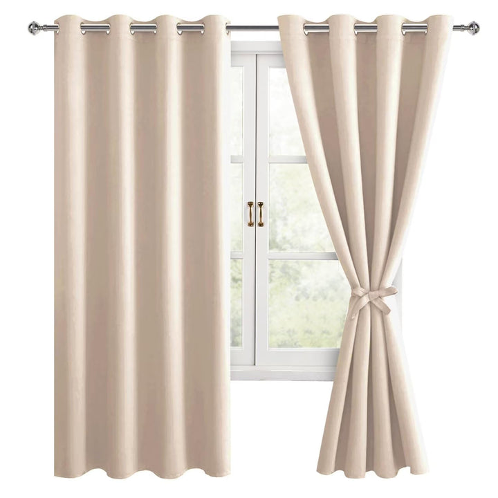 Hiasan Verdunklungsvorhänge Gardinen mit Ösen,Beige Blickdicht Vorhänge,2 Stück,140 x 175 cm (Breite
