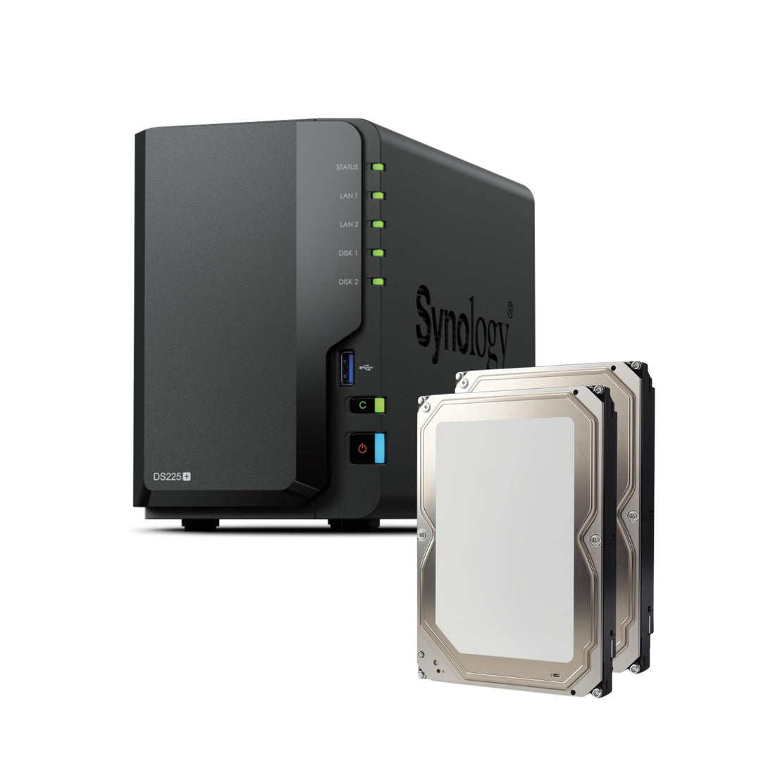 Synology DS225+ 48TB Bundle Bestpreis HDDs 2X 24TB 2-Bay NAS Plus Serie - Intel Celeron J4125 Quad-C