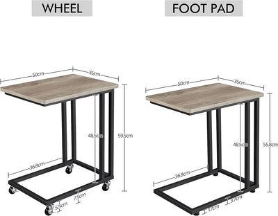 Yaheetech Beistelltisch, C-Form, mobiler Kaffeetisch, Sofatisch auf Rollen,Wohnzimmertisch, unters S