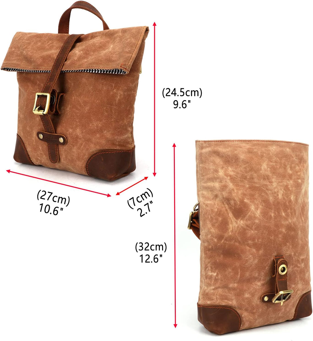 Tourbn Tourbon T-TB1250CA Fahrradtasche aus Wachs-Leinen-Leder, für Damen, Schultertasche, Kuriertas