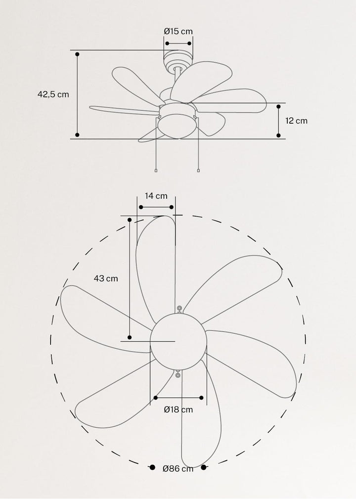 CREATE / WINDEASY/Deckenventilator Schwarz umkehrbare Naturholzflügel mit Beleuchtung / 53W, Leise,