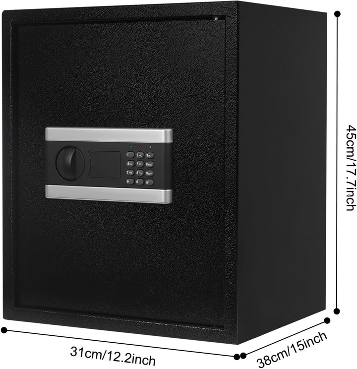 45L Safe Tresor, Feuerfester Tresor mit Schlüssel und Zahlenschloss, Digitaler Heimtresor mit Heraus