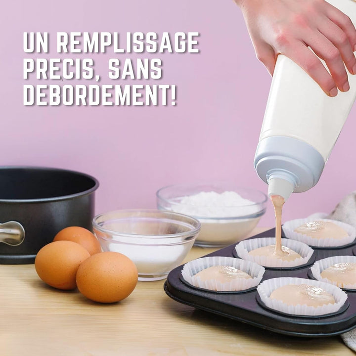 AKENZ - Silikonform mit 7 Ringen für Pfannkuchen, Blinis und Eier, inklusive Pfannkuchenmischer