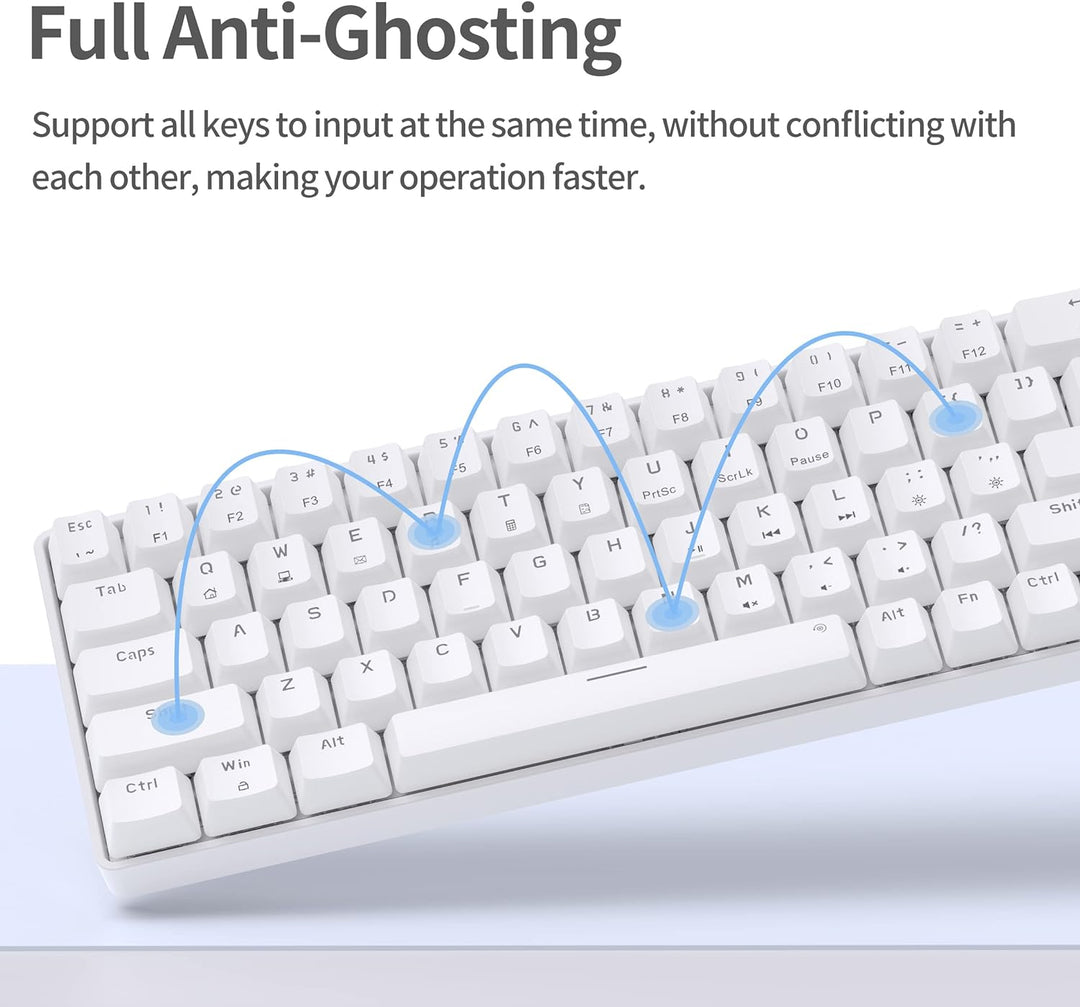 TMKB Mechanische Gaming Tastatur, T68se 60% Prozent Tastatur mit USB Kabel, Anti Ghosting QWERTY Lay