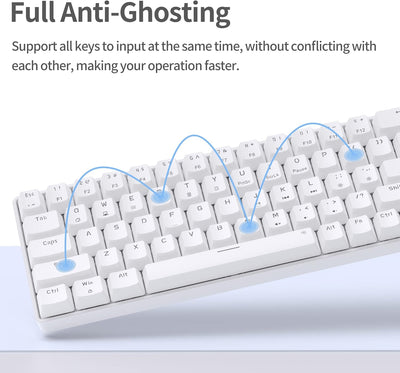 TMKB Mechanische Gaming Tastatur, T68se 60% Prozent Tastatur mit USB Kabel, Anti Ghosting QWERTY Lay