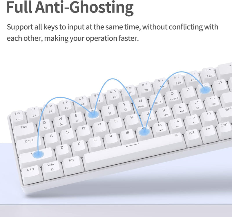 TMKB Mechanische Gaming Tastatur, T68se 60% Prozent Tastatur mit USB Kabel, Anti Ghosting QWERTY Lay