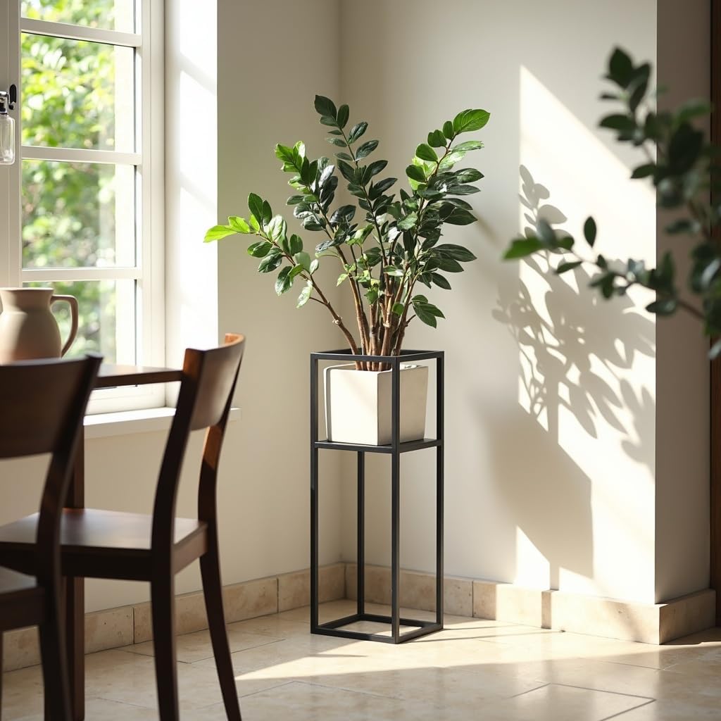 Blumenständer - Pflanzenständer aus Metall - 21x21x70cm - für Wohnzimmer, Küche, Büro - Loft, Indust