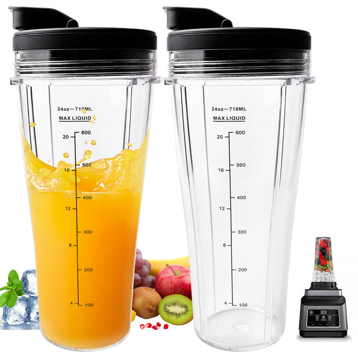 2 Stück Mixer Ersatzteile Für Ninja 710ml Blender Becher Mit Herausnehmbarem Deckel, Becher Ersatzte