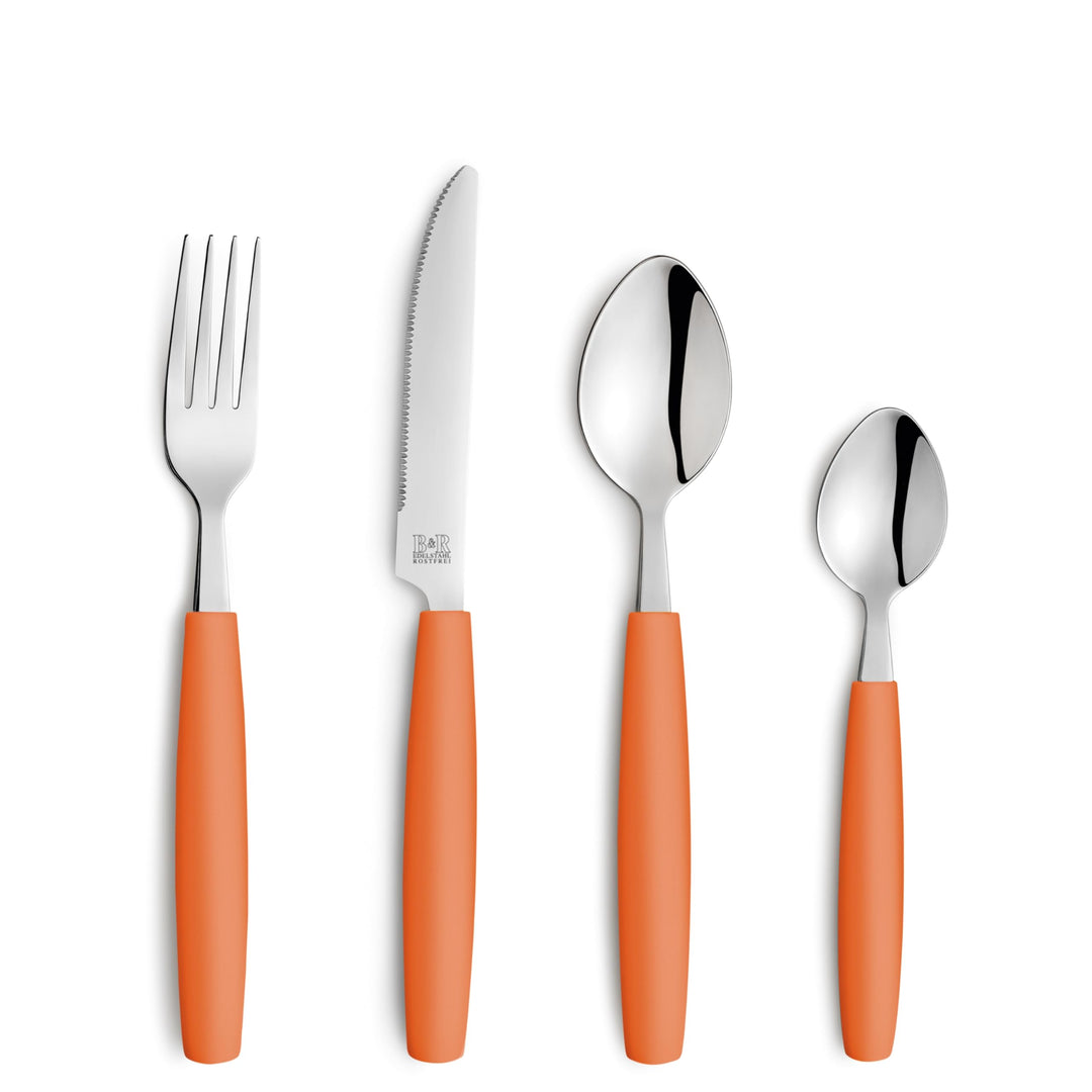 Beckmann & Rommerskirchen VALOA Besteck Set 4 Personen - 16-teilig - Orange - Spülmaschinenfest - Ho