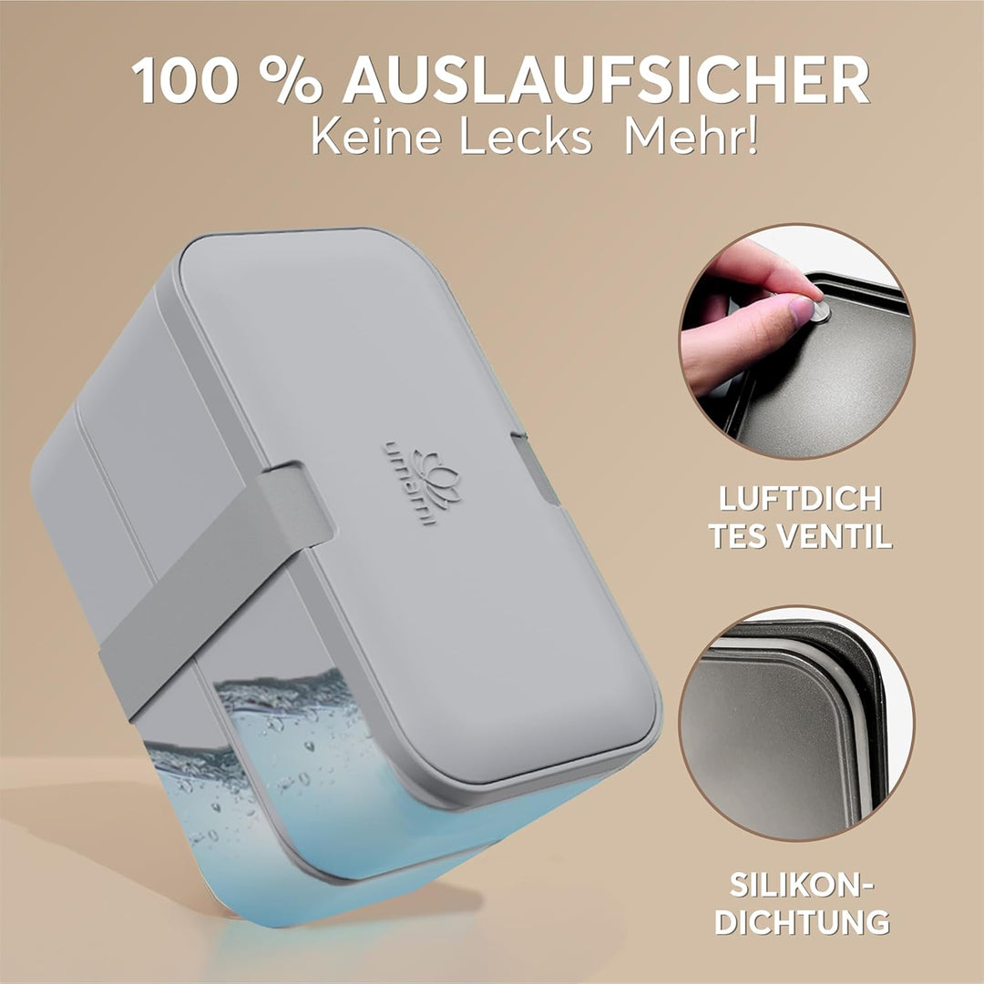 Umami Lunchbox Erwachsene, Verschachtelbar Auslaufsichere Bento Box mit 4 Bestecke & Fächern, Brotdo