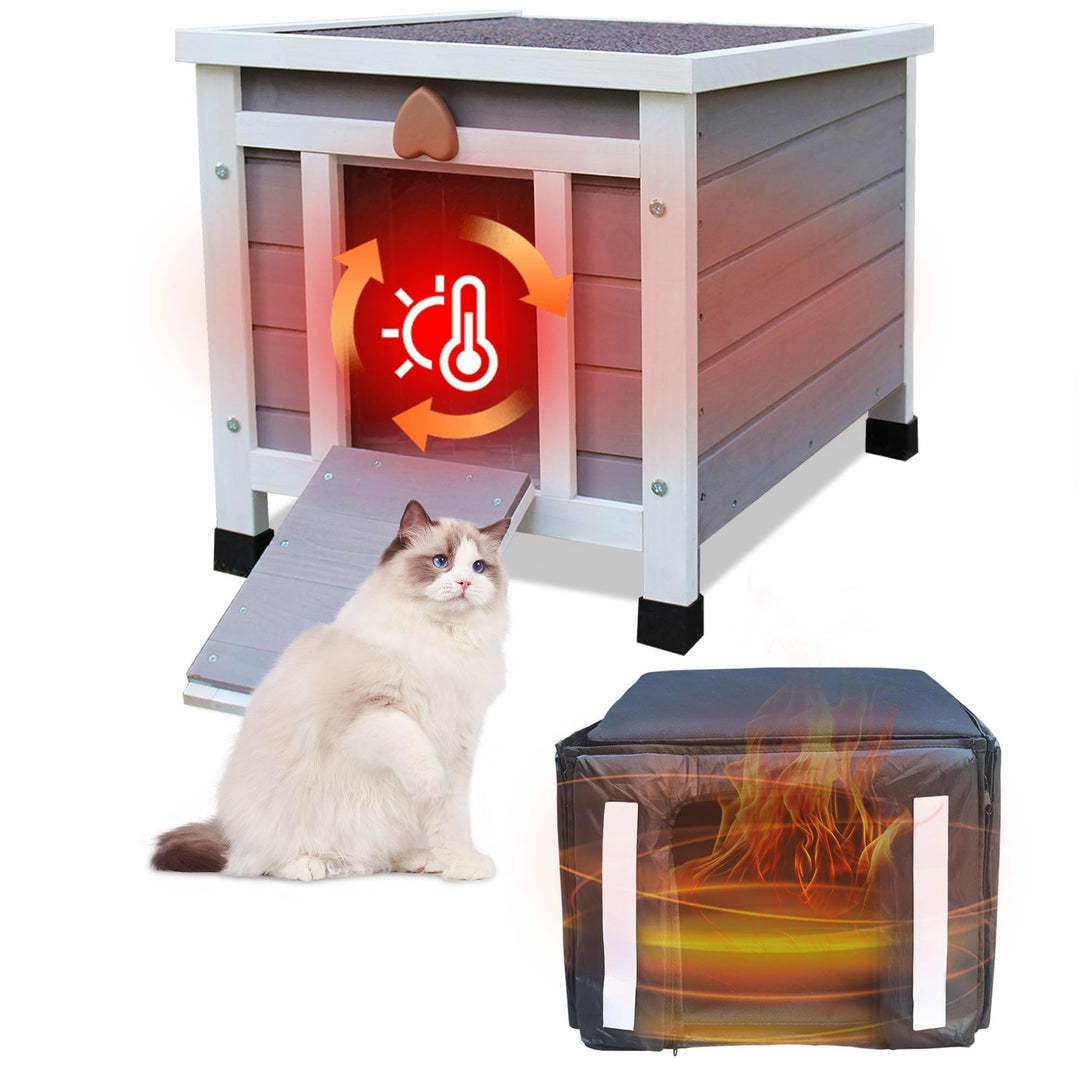 Katzenhaus für Katzen im Freien Feral Kitty Shelter mit isolierter Auskleidung für den Winter, wasse