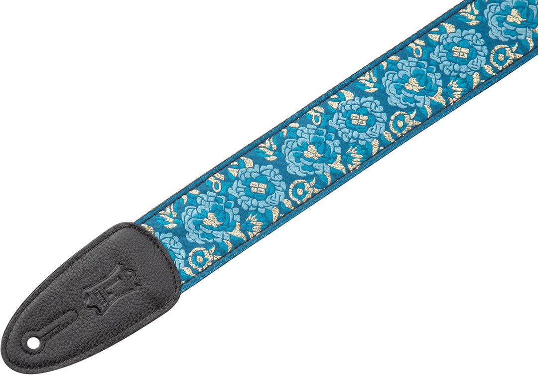 Levy's Leathers M8AS-BLU Asian Print Jacquard Weave Guitar Strap, Blue Blau, Blau