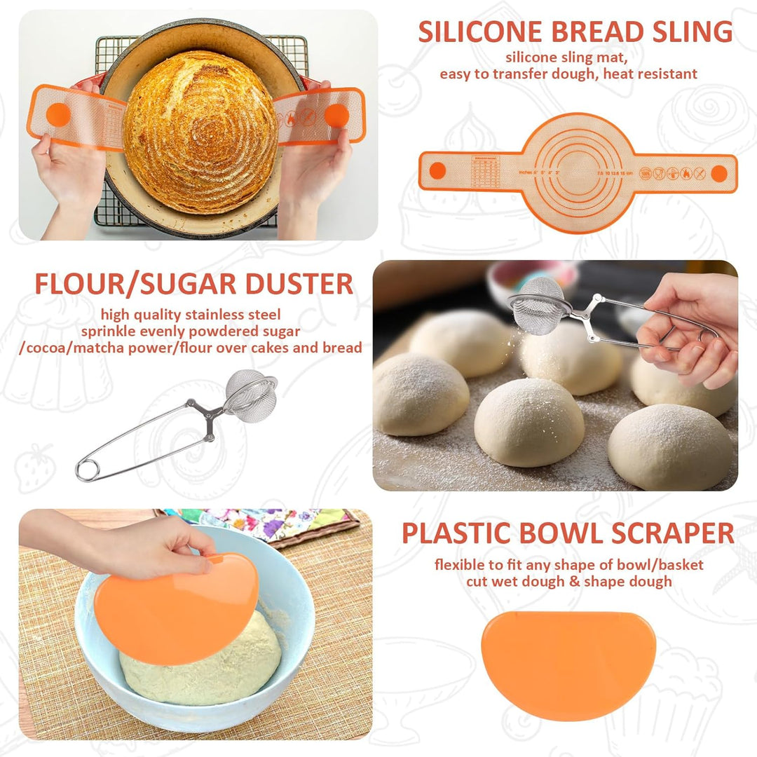 Gärkörbchen Oval 25 cm, Brotbackkorb zum Backen, Gärkorb Brot Set für Anfänger und Erfahrener Bäcker