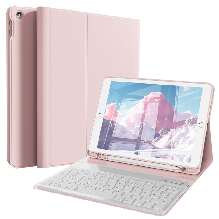 Tastatur Hülle für iPad 10.2 Zoll (9/8/ 7 Generation - 2021/2020/2019), Schutzhülle mit TPU Rückscha