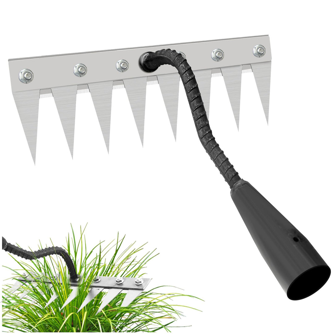 8 Zähne Unkrautrechen aus Karbonstahl,Garden Harke,Iron Rake 2.0,Rechen Garten Unkrauthacke,Heavy-Du