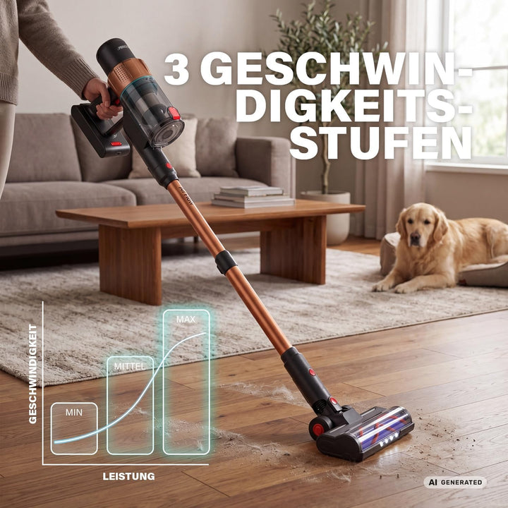 Princess Akku staubsauger, 150 AirWatt, Bis zu 50 Minuten Laufzeit, 339525 Purpurgold, Purpurgold