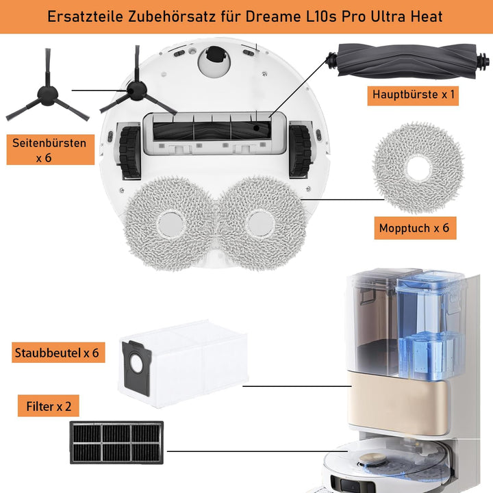Zubehörset für dreame L10s Pro Ultra Heat / L10s Ultra Gen 2 / X30 Ultra, Saprdii 6 Staubbeutel, 6 M