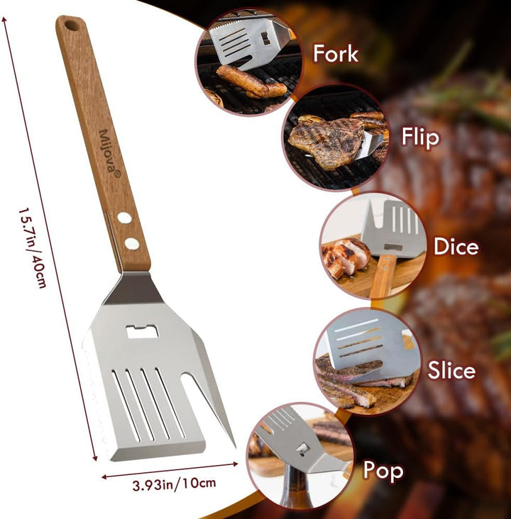 Spatel für Outdoor Grill, Multifunktion BBQ Tool Extra Langes Grillzubehör Box Paket Mehr Spass Effi