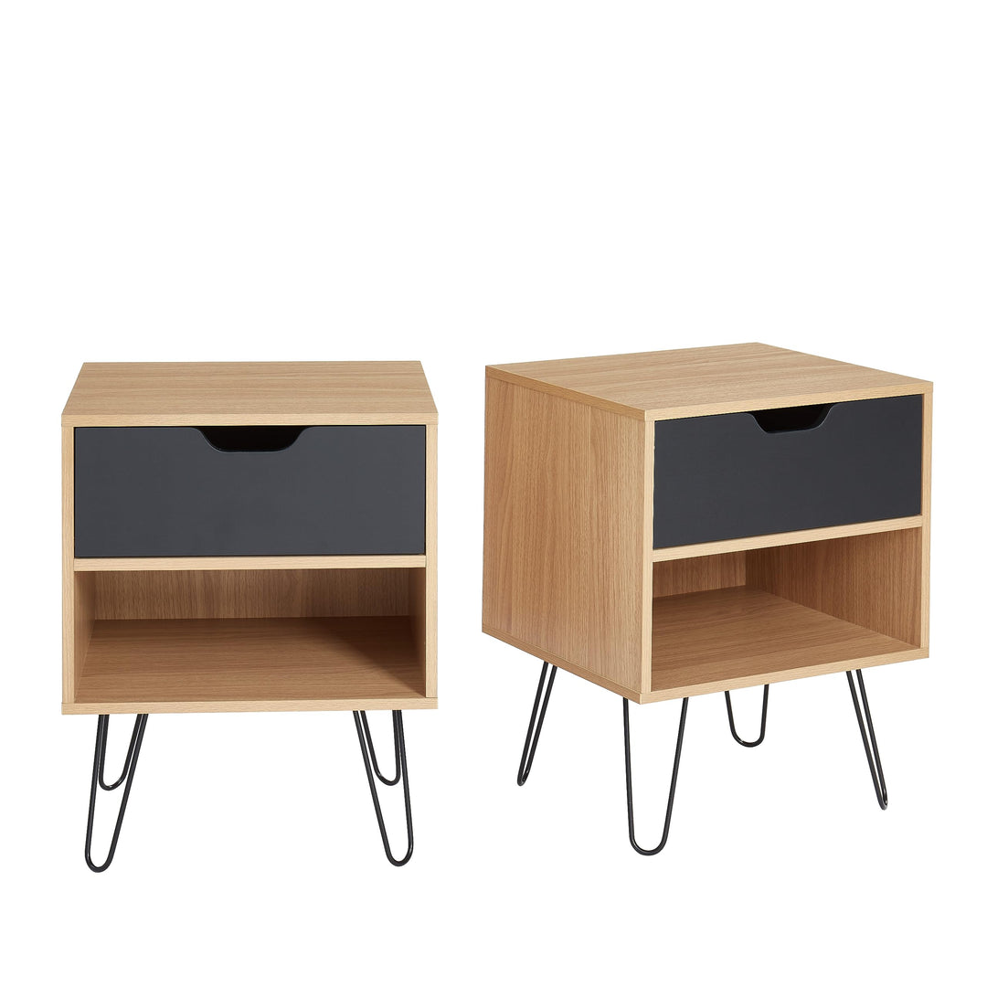 BAÏTA Duo 2 Nachttische, Holzwerkstoff, Schwarz, L40cm