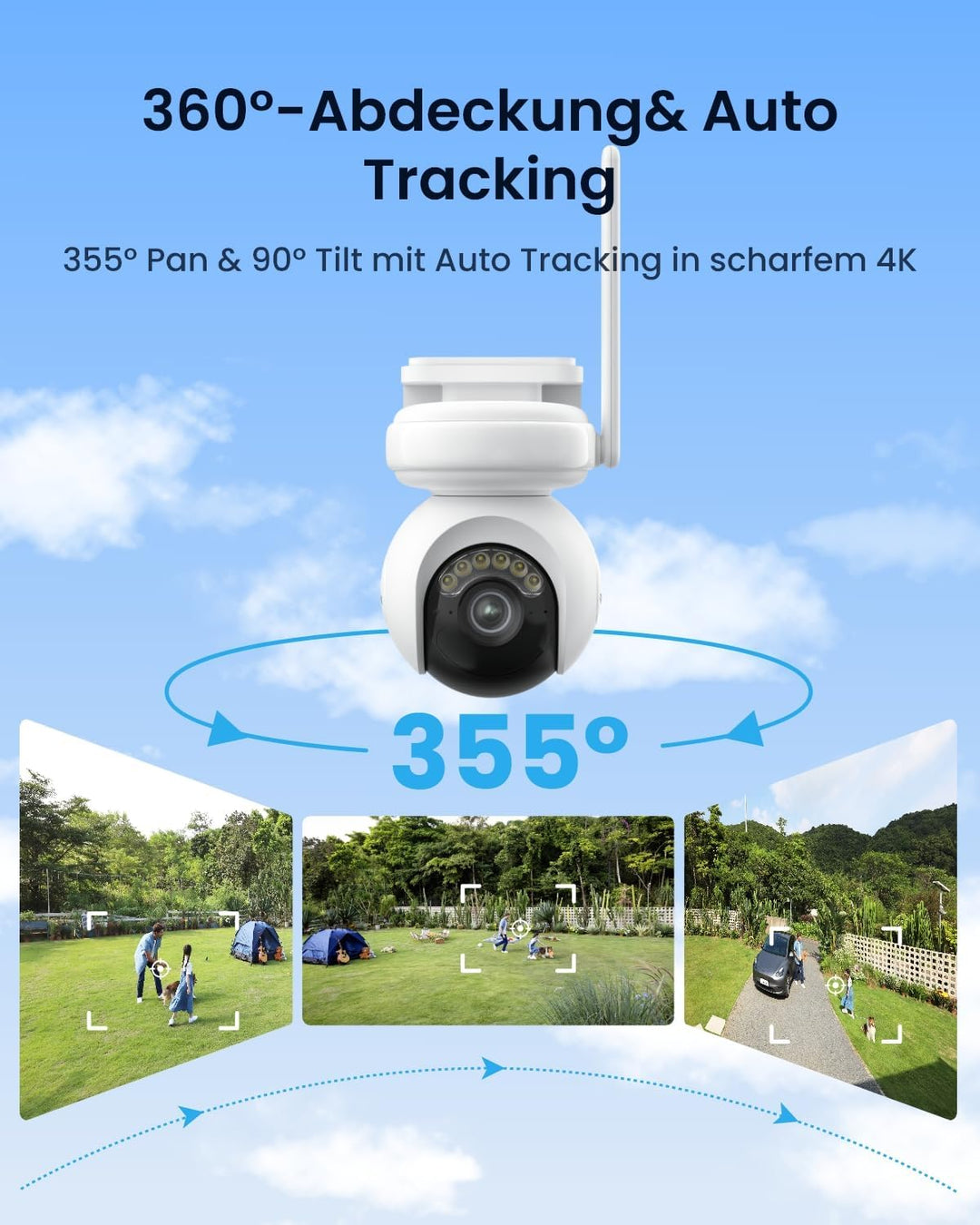 Reolink Altas PT Ultra, Erste 4K Solar Überwachungskamera Aussen Akku mit Daueraufzeichnung, Auto-Tr