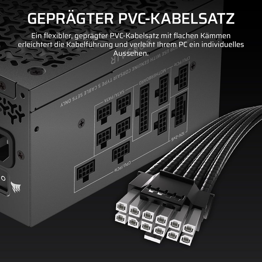 CORSAIR RM850x Shift (2025) Vollmodulares ATX-Netzteil – Modulare Seitenschnittstelle, 12-V-2x6-Kabe