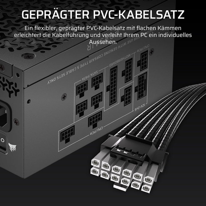 CORSAIR RM850x Shift (2025) Vollmodulares ATX-Netzteil – Modulare Seitenschnittstelle, 12-V-2x6-Kabe