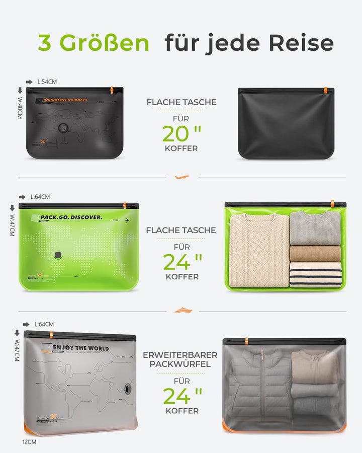 Vacbird 10 Stück Vakuumbeutel für Kleidung, 4 x 40 x 54 cm, 4 x 47 x 64 cm, 2 x 47 x 64 x 12 cm, pla