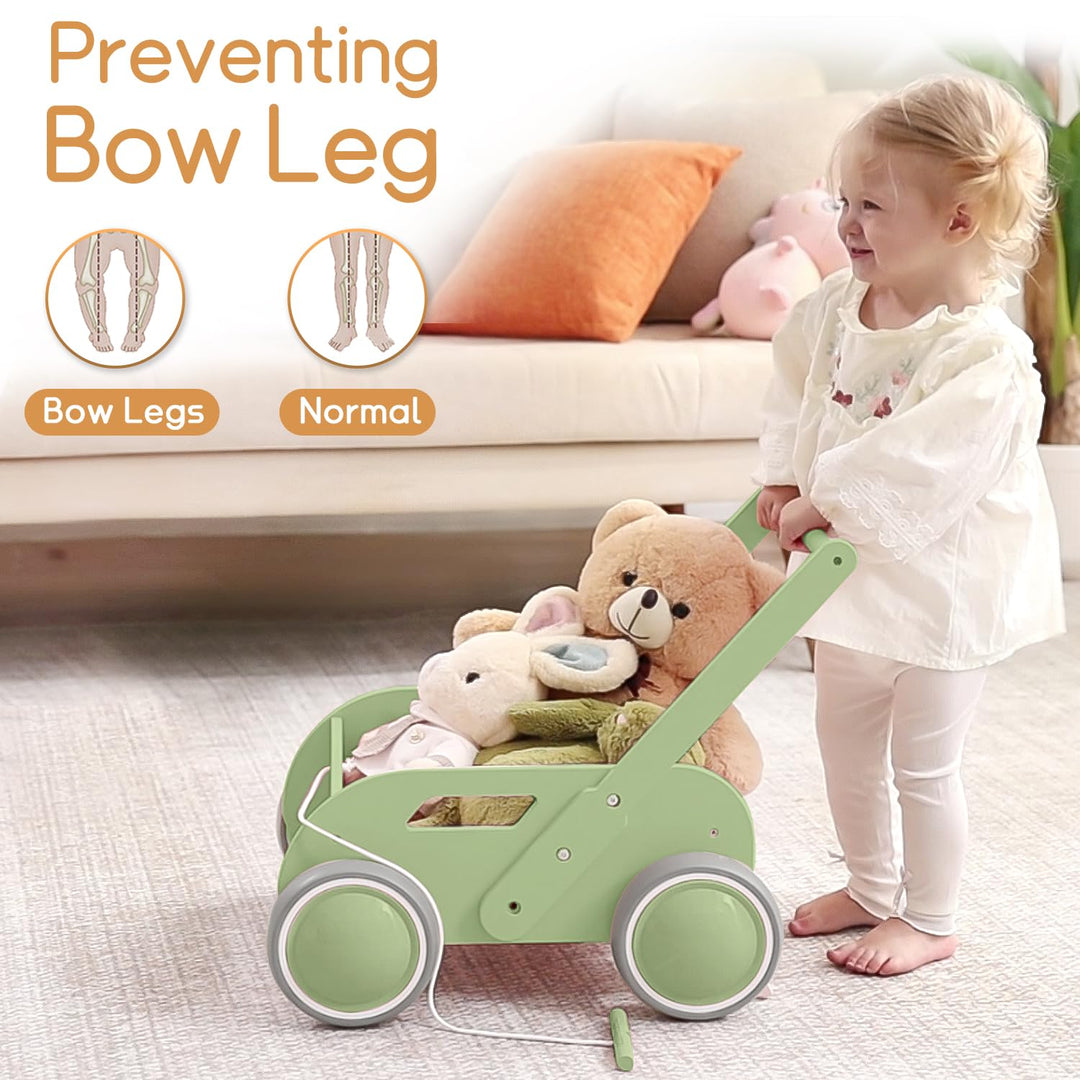 Lauflernwagen Holz, Baby Lauflernhilfe für Junge und Mädchen, Toddler Push &amp; Pull Lauflernspielzeug,
