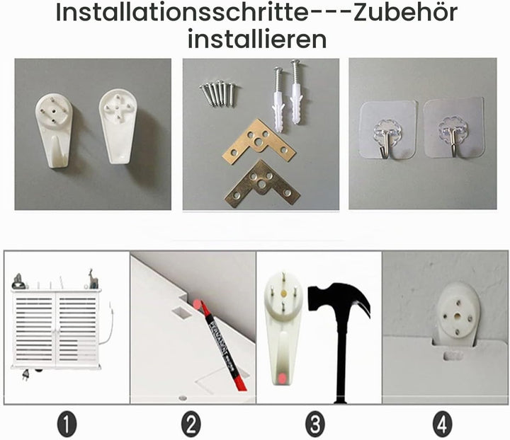 PPGE Home Router Aufbewahrungsbox Weiss, Wand TV Kabel Verstecken Box, Holz und Plastik Wandregal, C