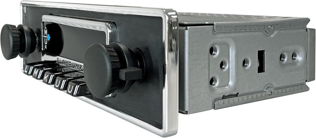 Blaupunkt Frankfurt Stereo, 1-DIN Autoradio, Oldtimer-Design mit schwarzer Metallfront und Chromrahm