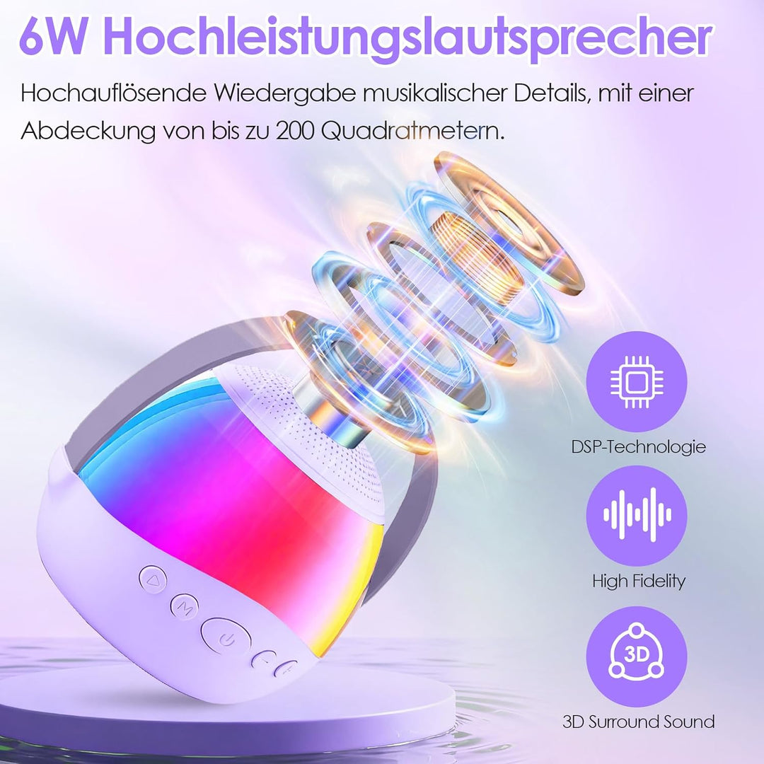 Karaoke Maschine Kinder mit 2 Karaoke Mikrofon Kinde Mini Tragbares Bluetooth Lautsprecher mit Stimm