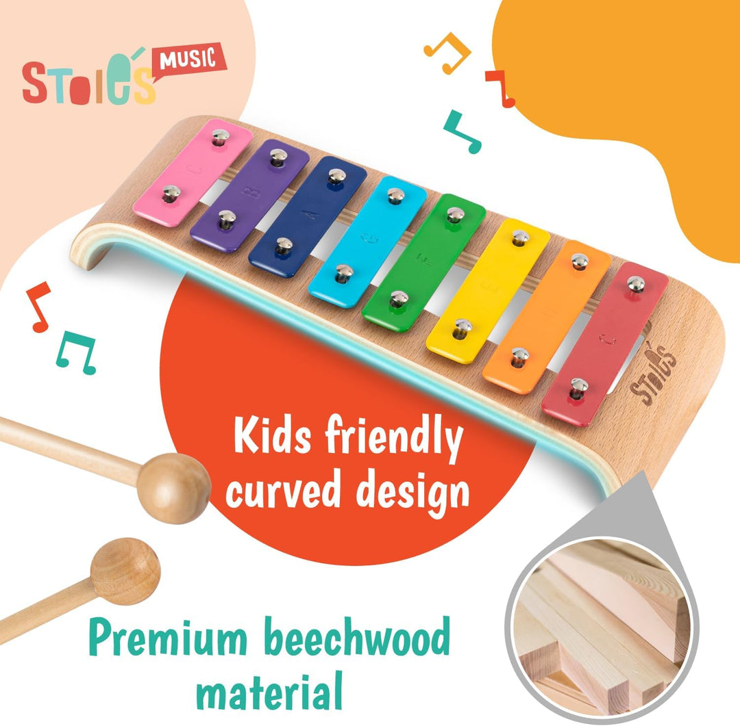 Stoie's 8 Fliesen Regenbogenfarben C-Key Xylofon Klavier Keyboard Spielzeug für Kinder Kleinkinder m