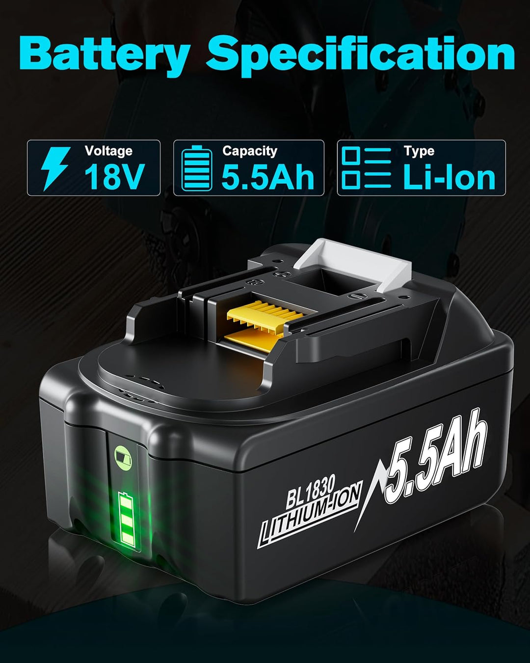 2 X 5.5Ah 18v Akku mit Ladegerät Ersatzakku für makita Akku BL1860B BL1830 BL1830B BL1840 BL1850 BL1