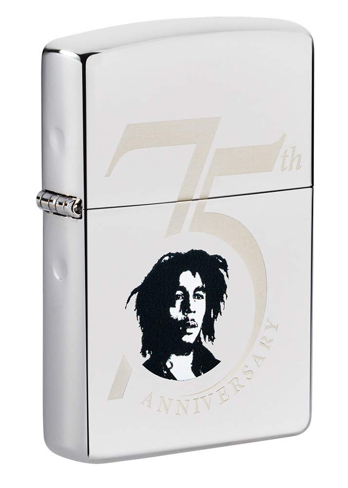 Zippo Feuerzeug Bob Marley Regular - Satin Chrome Hochglanz-chrom Zum 75. Jahrestag., Hochglanz-chro