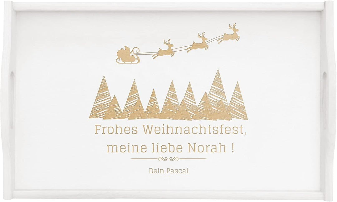 Maverton Frühstückstablett mit Gravur - personalisiert - Betttisch mit Griffen - klappbare Beine - e
