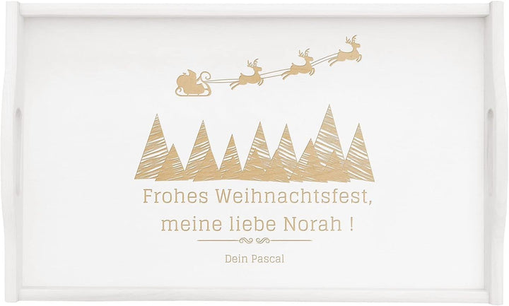 Maverton Frühstückstablett mit Gravur - personalisiert - Betttisch mit Griffen - klappbare Beine - e