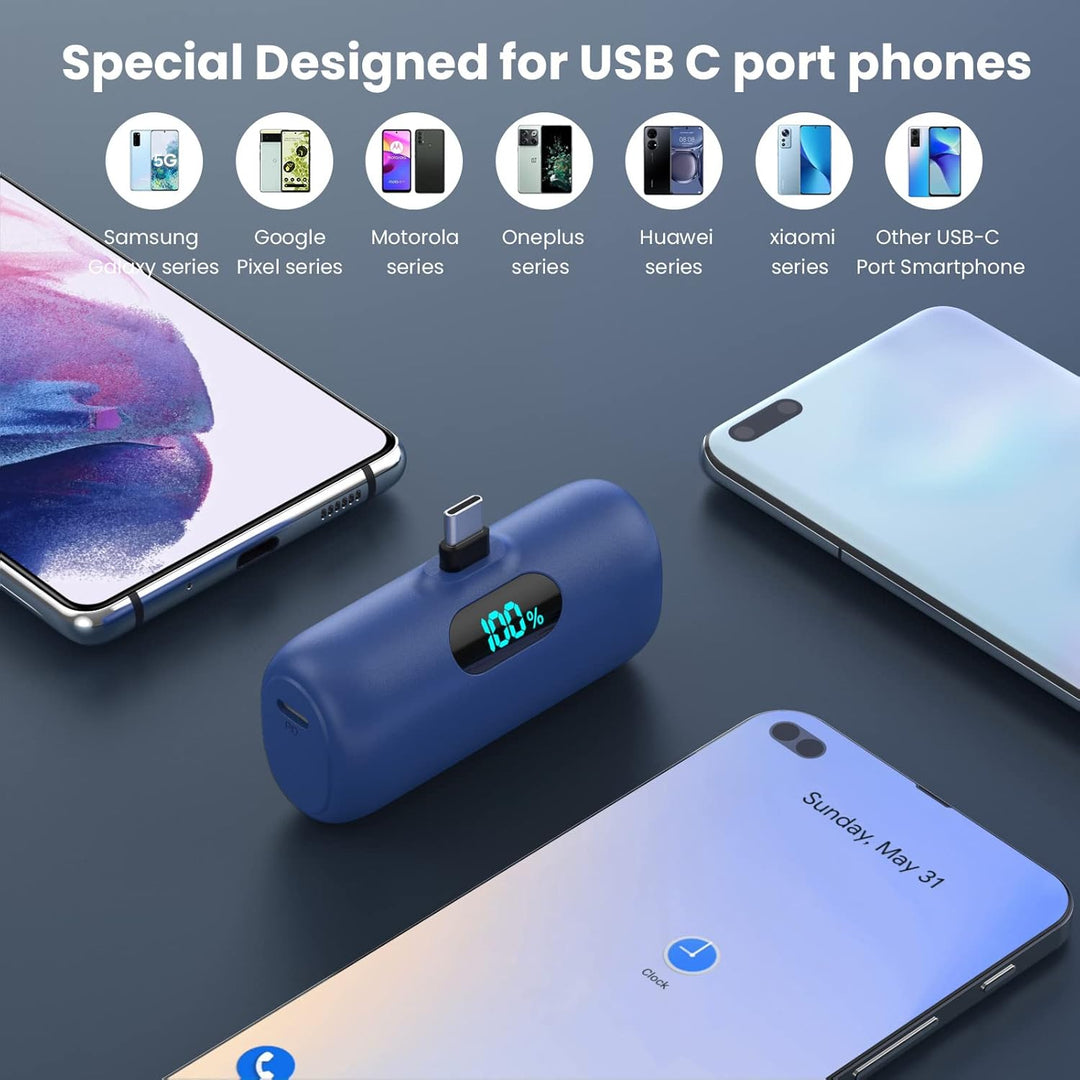 Power Bank USB C 5000mAh, Mini Powerbank Klein Aber Stark 15W PD 3.0 Schnelles Aufladen Tragbares Ex