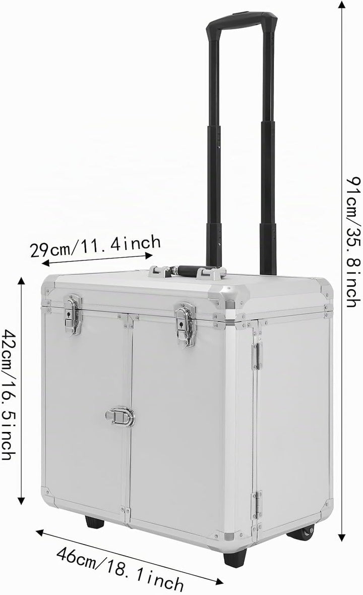 Kosmetik Trolley Koffer, tragbarer Fusspflege Werkzeugkoffer aus Metall mit Rollen mehrfach untertei