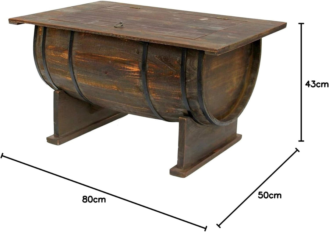 DanDiBo Couchtisch Wohnzimmer Vintage halbiertes Weinfass 5084-H 80cm Tisch aus Holz Beistelltisch W