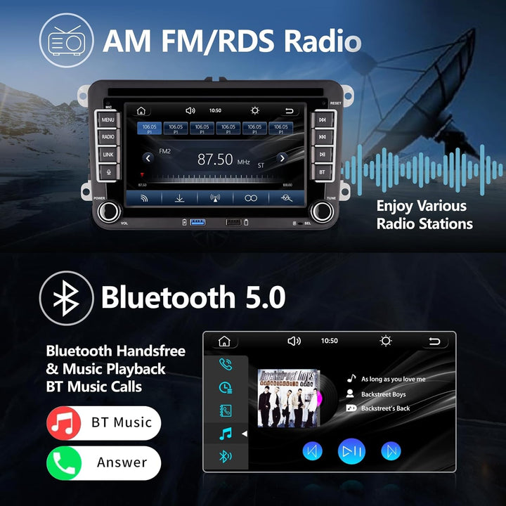 HLLECARMO VW Autoradio mit 7 Zoll Bildschirm Kompatibel mit Wireless CarPlay & Android Auto für VW G