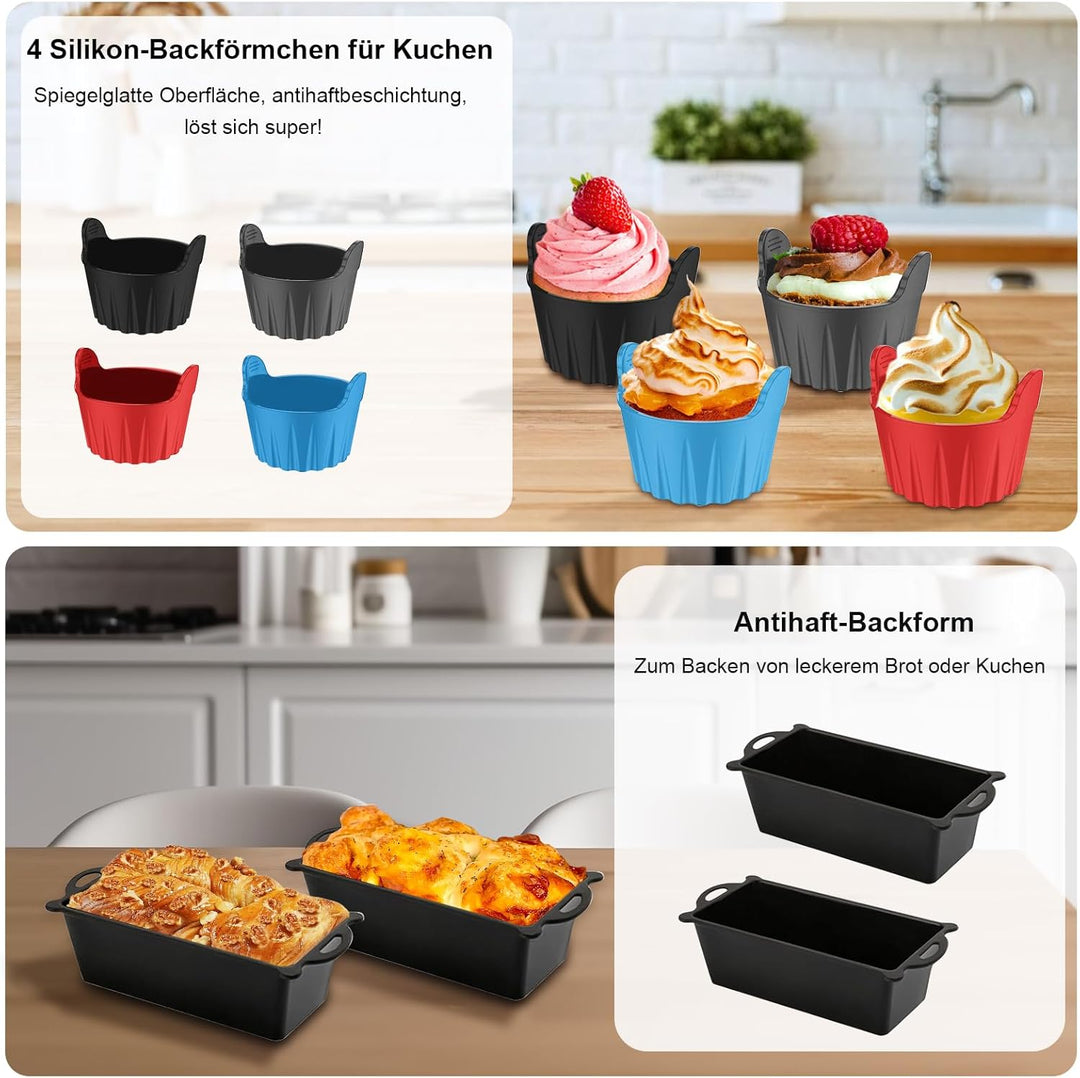 Silikonform Heissluftfritteuse für Philips HD9270/90, 19 Stück Airfryer Silikonform Set für Philips