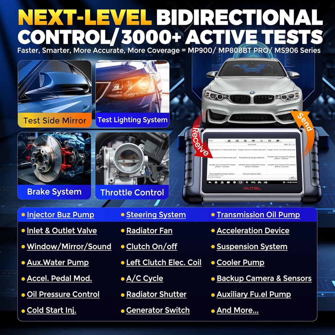 Autel MaxiCOM MK808BT PRO OBD2 Diagnosegerät: 2024 Voll Bidirektionale Aktiver Test, Android 11, 4G+