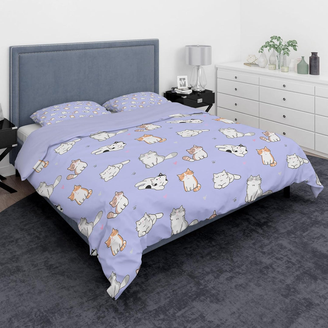 Katzen bettwäsche 200x200, 3D Katzenmotiv Bettwäsche Kinder mit Reissverschluss, Angenehme Mikrofase