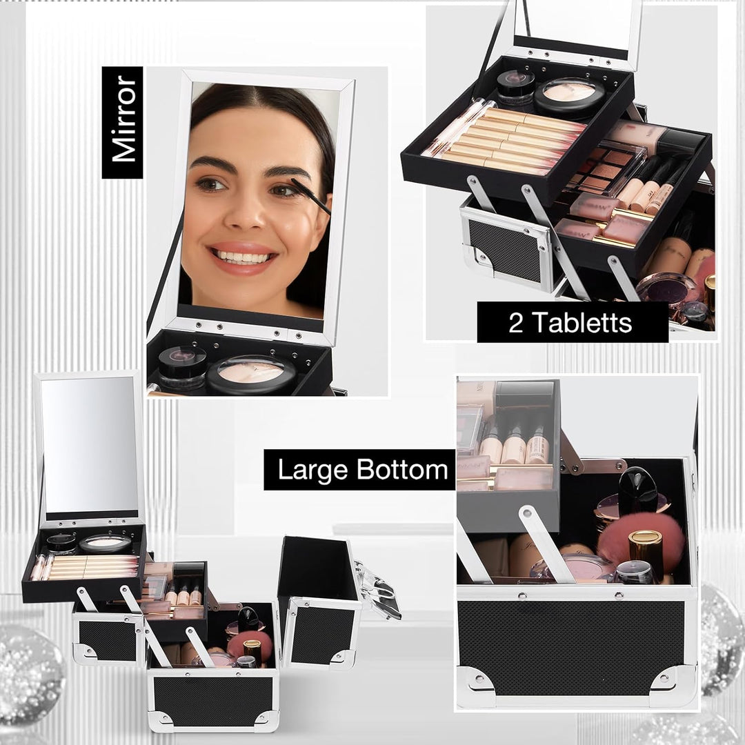 Kosmetikkoffer Schminkkoffer Makeup Koffer Kosmetik Make up Organizer Koffer Multikoffer mit Schlüss