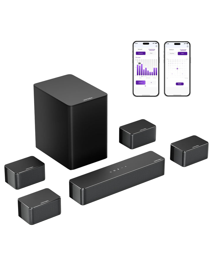 ULTIMEA 7.1ch Soundbar, Virtuelle Surround Sound System für TV, App-Steuerung, 4 kabelgebundene Surr