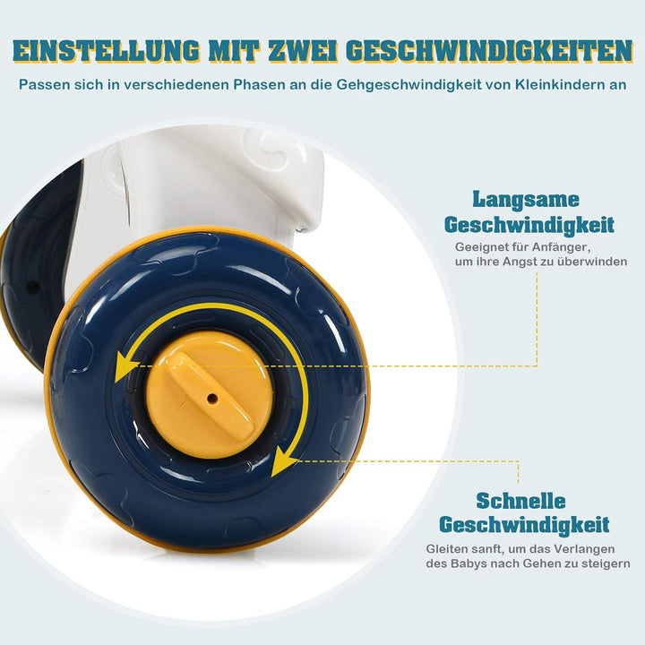 COSTWAY 3 in 1 Lauflernwagen mit Lichtern und Musik, Lauflernhilfe & Rutschauto & Spielbrett, Baby W