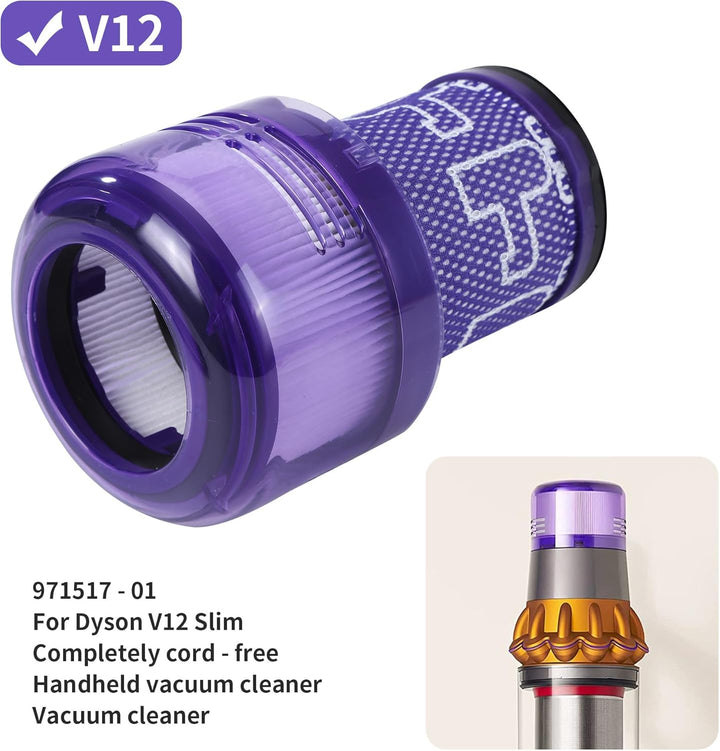 3 für Dyson v12 Detect Slim Absolute Filter, plus 1 Bürste mit Haken, für Filter, für Dyson v12, für
