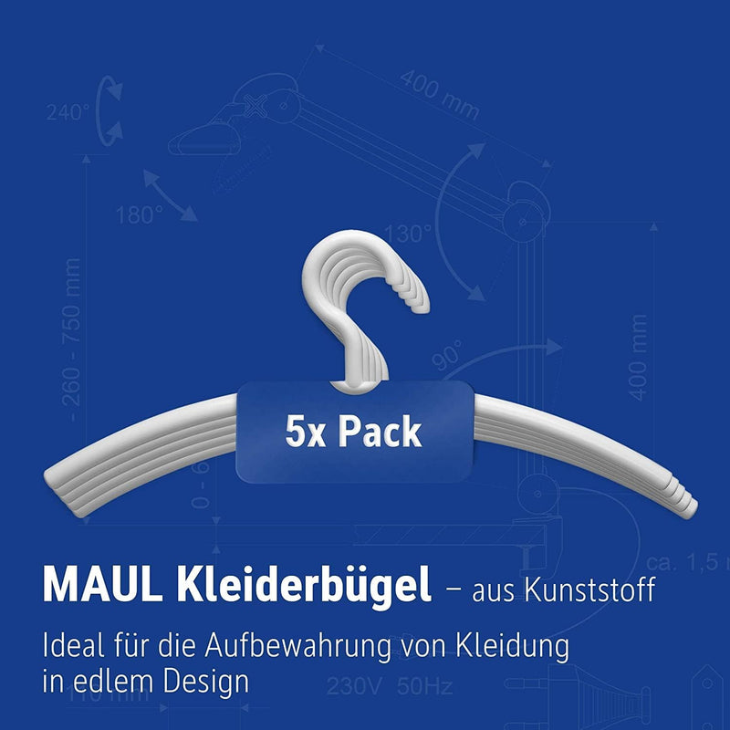 MAUL Kleiderbügel aus Kunststoff – moderne Kunststoff Kleiderbügel in edlem Design – stabile und bel