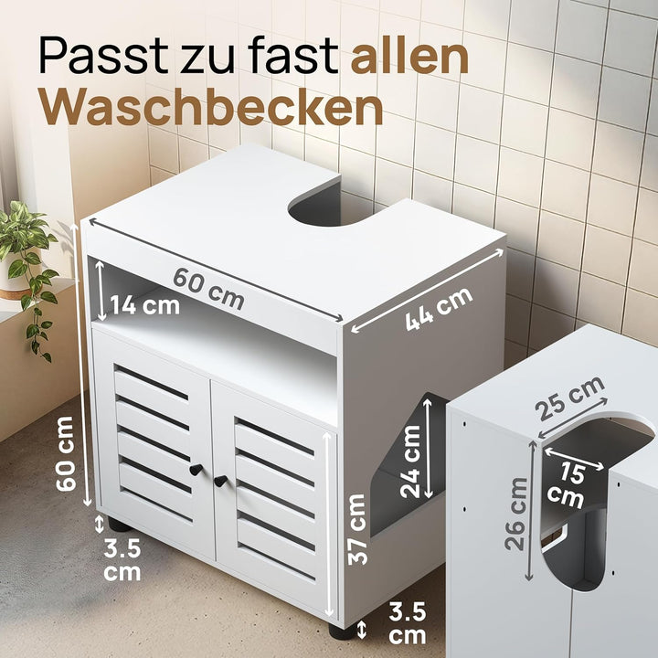 Katzenschrank für Katzenklo – Stilvoller Waschbeckenunterschrank/Katzenmöbel mit flexiblem Einstieg